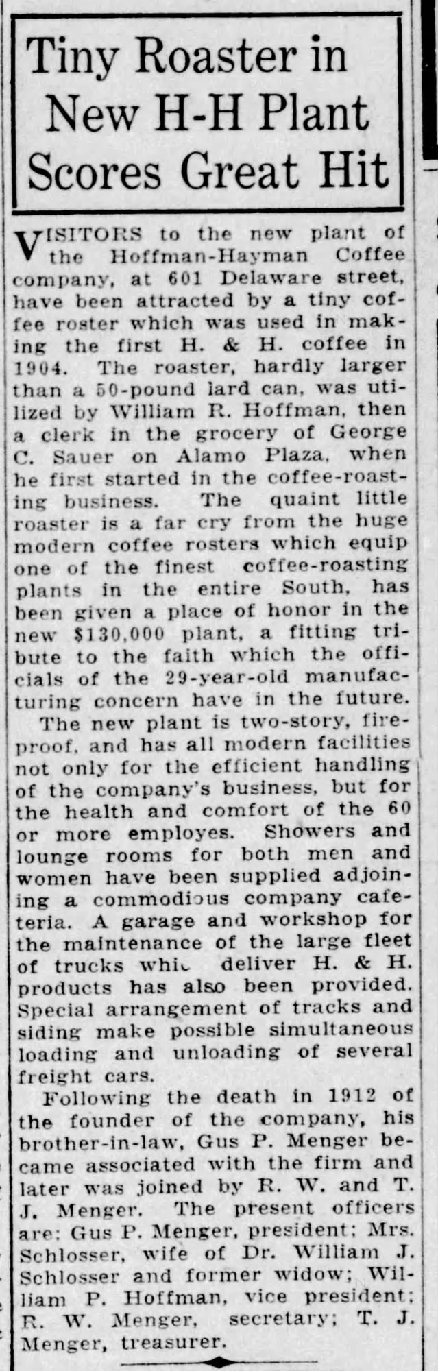 Tiny Roaster in New H-H Plant Scores Great Hit — The News, 21 December 1932