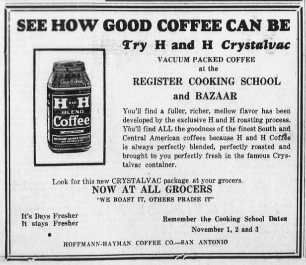 H and H advertisement — San Antonio Register, 27 October 1933