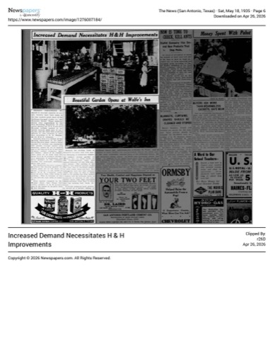 News article and H and H “every taste — pocketbook” cut; The News, 18 May 1935, page 6