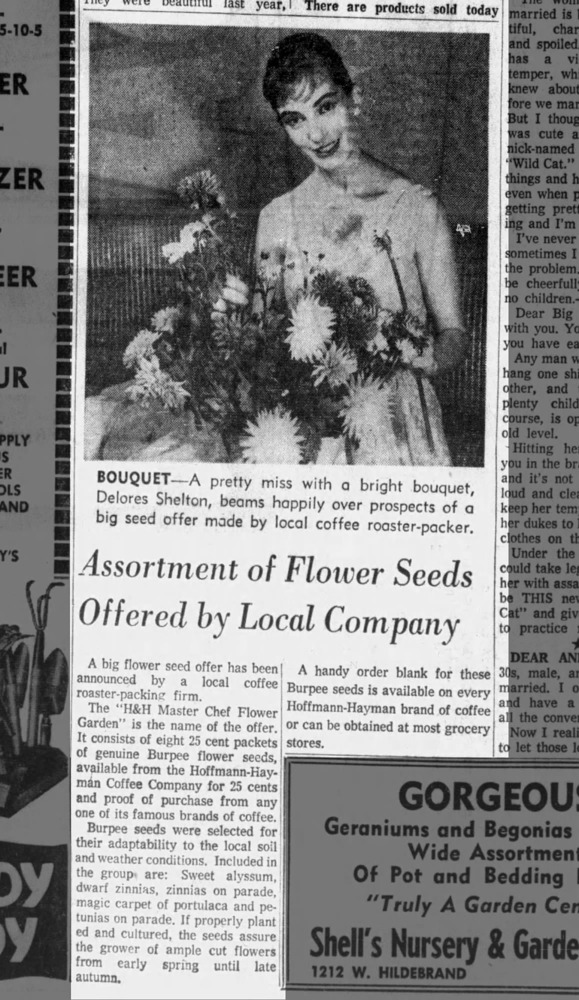 Assortment of Flower Seeds Offered by Local Company — San Antonio Express-News, 2 March 1958