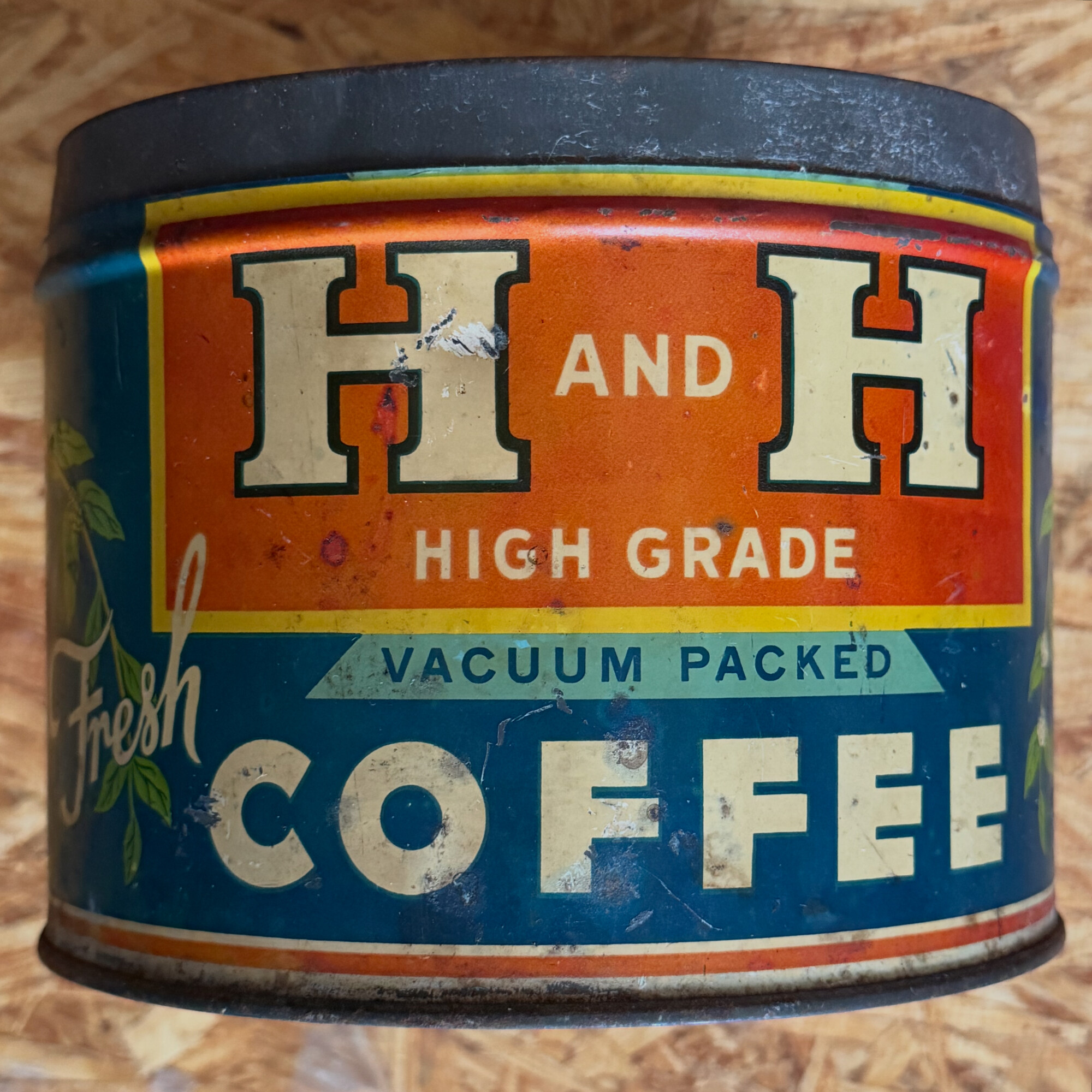 H and H High Grade three-pound tin — second example, lid missing