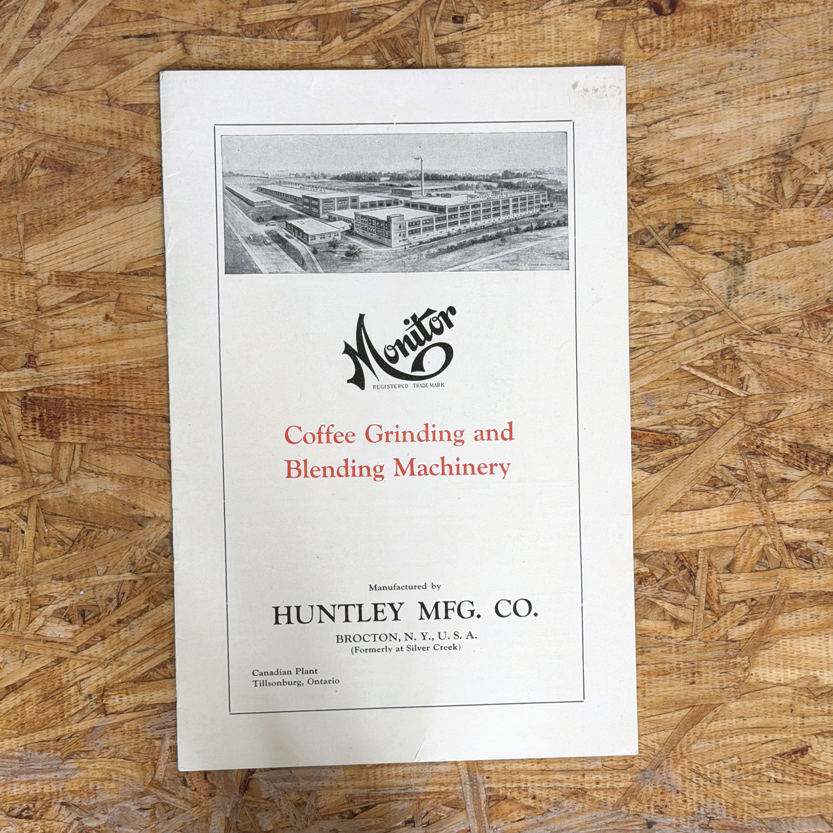 Huntley Mfg. Co. Monitor Coffee Grinding and Blending Machinery — Brocton Era Catalog