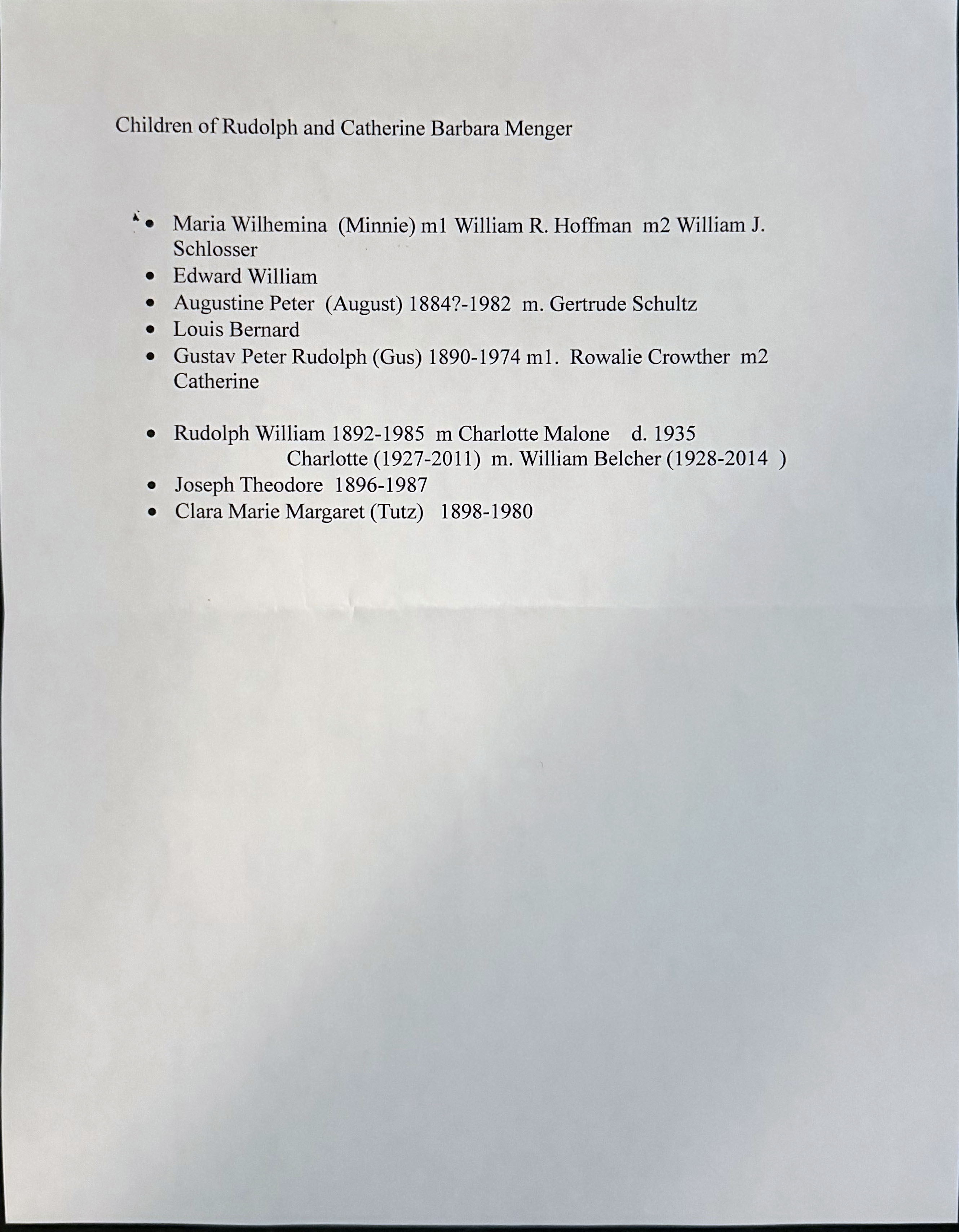 The Menger Family Genealogy Page