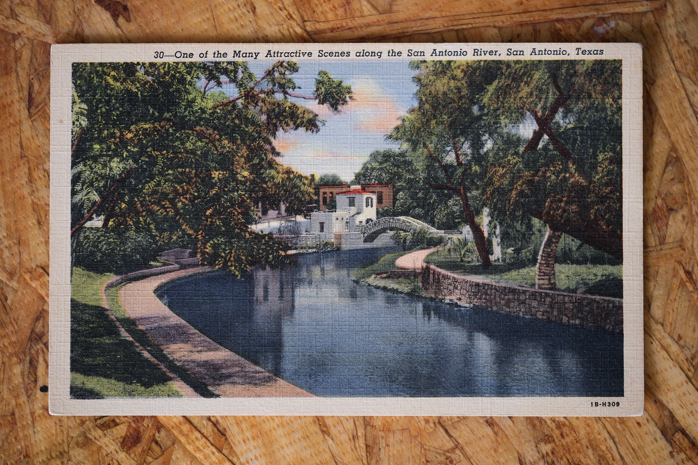 The Venice of Texas — a San Antonio River Linen Postcard