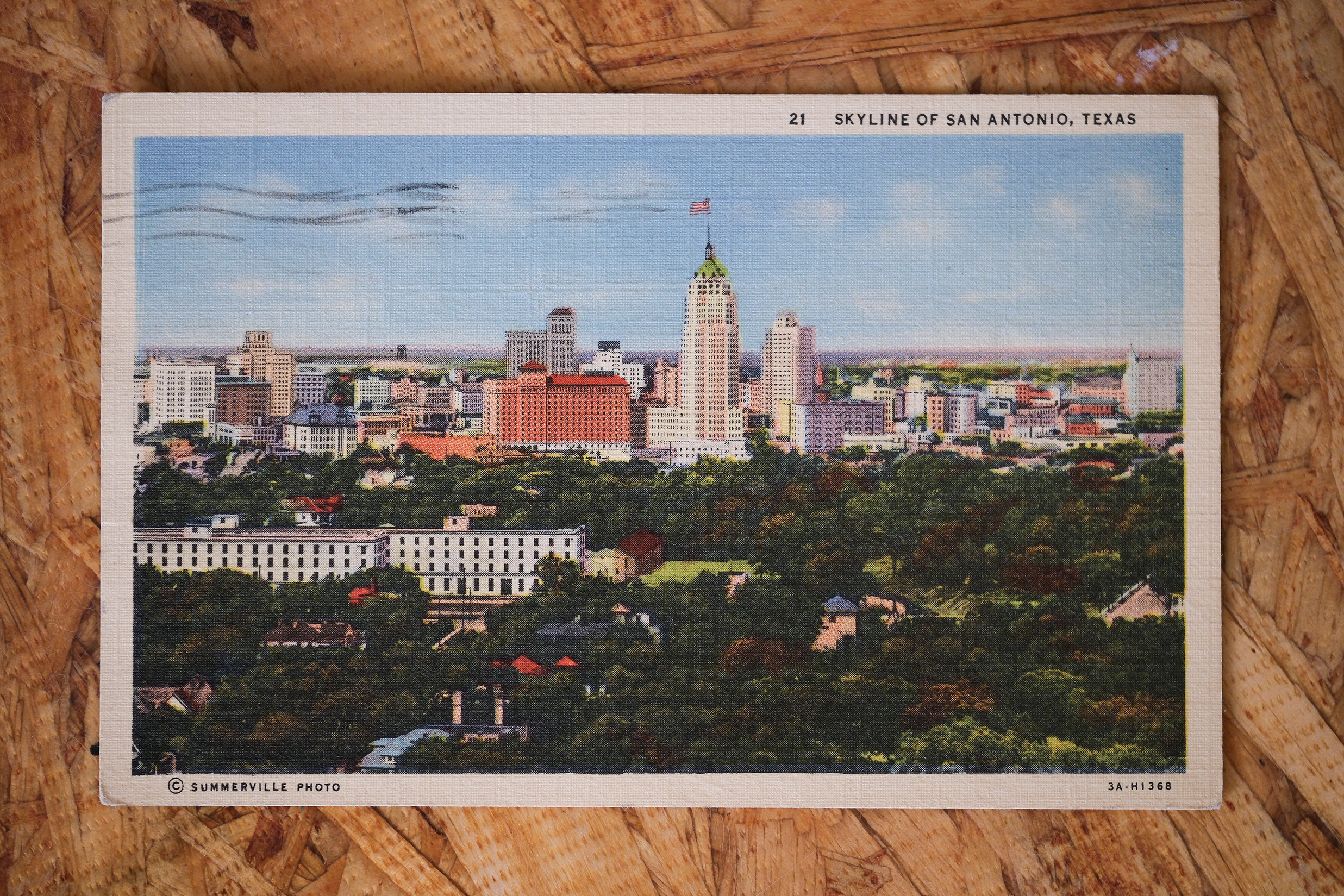 Skyline of San Antonio — a Summerville Photo Linen Postcard