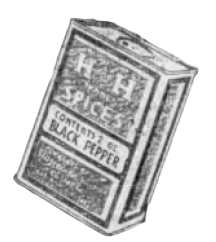 H and H black pepper tin from the 26 Aug 1923 products display