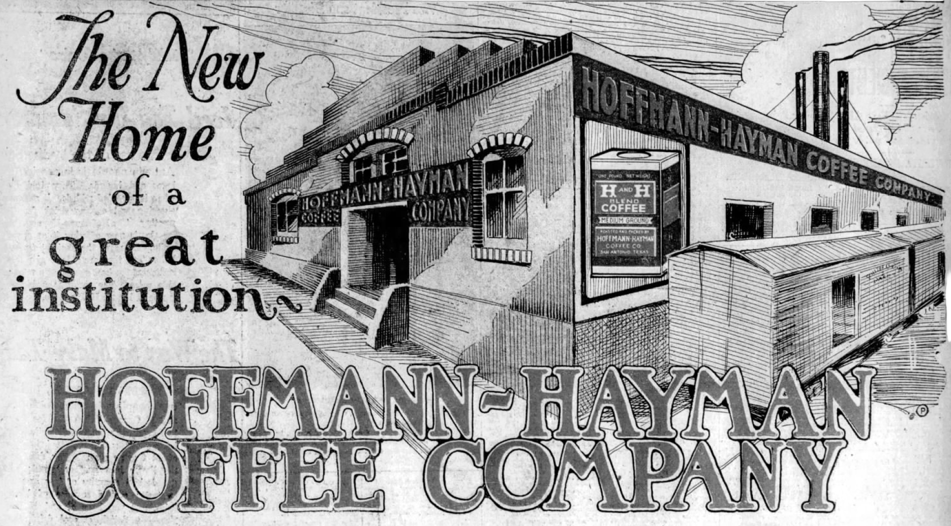 Plant rendering crop — *San Antonio Light*, 26 Aug 1923, “The New Home of a Great Institution”