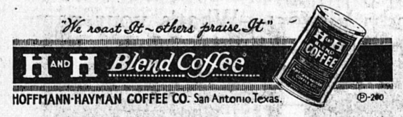 Isolate of the Hoffmann-Hayman H and H Blend display ad — banner, tin illustration, and footer line from The Rattler, 9 Mar 1926