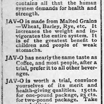 Saltsburg Press Jav O Cereal Coffee Co Ad — 09 14 1899