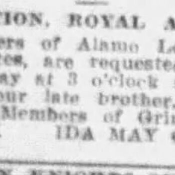 Express-News, 11 Jan 1912 — Royal Achates (Alamo Lodge No. 34) funeral call for William R. Hoffmann