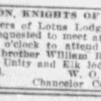 Express-News, 11 Jan 1912 — Knights of Pythias funeral notice for William R. Hoffmann (Lotus Lodge 89)