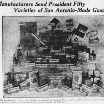 Express-News, 19 Dec 1915 — Wilson fifty-varieties gift photo; Morrison Coffee cluster with Broncho, Wesco, and Juanita beside Hoffmann-Hayman H and H