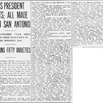 Express-News, 19 Dec 1915 — Article columns listing Morrison Coffee Company one can Wesco and Hoffmann-Hayman one can H and H among donors (page 15)