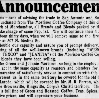 1917 Jan 28 Express — H and H notice to former Morrison Coffee customers after Hoffmann–Hayman merger