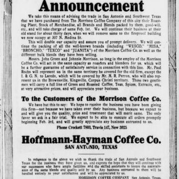 1917 Jan 28 Express — H and H / Morrison customer notice; Morrison merged with Hoffmann as Hoffmann-Hayman