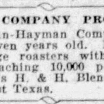 Coffee Company Prospers — Hoffmann-Hayman seven years old, two roasters, 10,000 lbs daily — Express-News, 30 Jan 1920