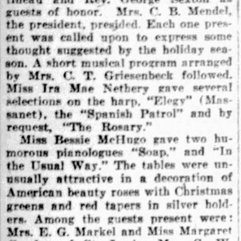 San Antonio Express News Helen Hoffmann Gibbons Literary Club — 01 02 1927