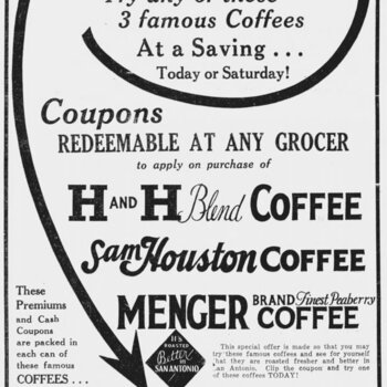 1930 02 14 san antonio light h and h clip this coupon three coffees page 01