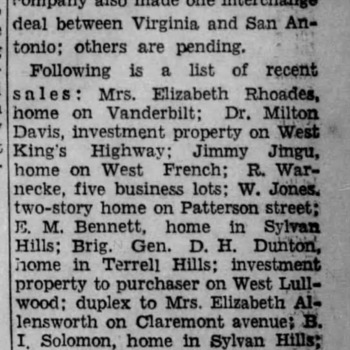 SA Light 4 Oct 1942 p.61 — Biard real estate, S. P. Stevens West Gramercy