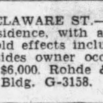 1943 Express-News real estate ad — 613 Delaware St. $6,000
