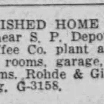 1944 San Antonio Light — furnished home adjoining H and H Coffee Co., 613 Delaware