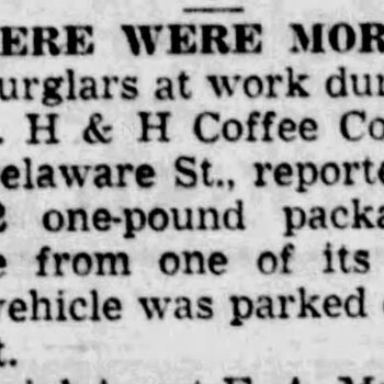 The News (San Antonio), 21 September 1951 — police blotter brief on overnight theft of 12 one-pound packages of coffee from an H&H Coffee Company truck parked on Staffel St.