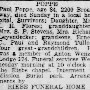 SA Light 9 Aug 1955 p.14 — Paul Poppe obituary, Mrs. S. P. Stevens