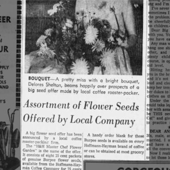 San Antonio Express-News, 2 March 1958 — Assortment of Flower Seeds Offered by Local Company