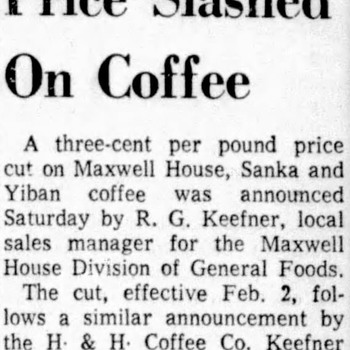 San Antonio Express News Price Slashed On Coffee — 02 01 1959