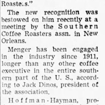 San Antonio Light Gus Menger Dean Southern Coffee Roasters — 12 20 1959