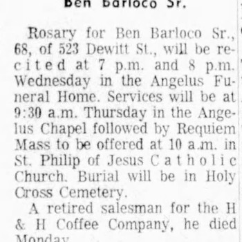 San Antonio Express News Ben Barloco Sr Obituary — 05 21 1969