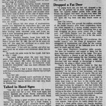 1974 San Antonio Light Woolford's Tales — Panchita Jasso folklore on Delaware Street