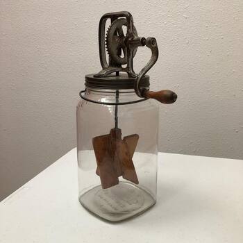 Large Crystalvac Jar with butter churn attachment. #handhcoffee