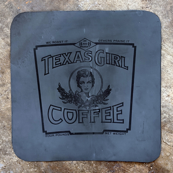 Texas Girl Coffee black metal sign panel