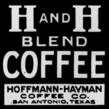 H AND H BLEND COFFEE panel and Hoffmann-Hayman slug crop, San Antonio Express, 24 May 1919