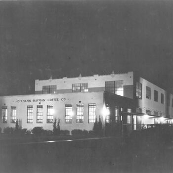 Hoffmann-Hayman Factory at night, 1932