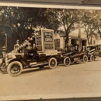 Promotional parade auto topped with an H and H Blend Coffee cube, Hoffmann-Hayman Coffee Co. San Antonio